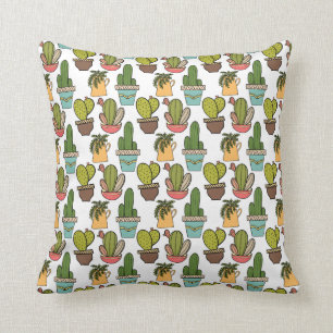 Innenkaktus u. Succulents im Topf-Muster Kissen