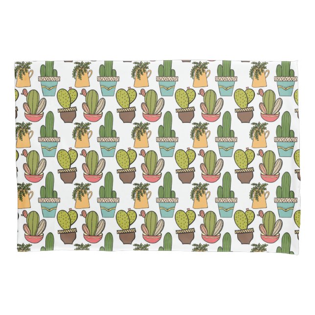 Innenkaktus u. Succulents im Topf-Muster Kissenbezug (Vorderseite-Links)