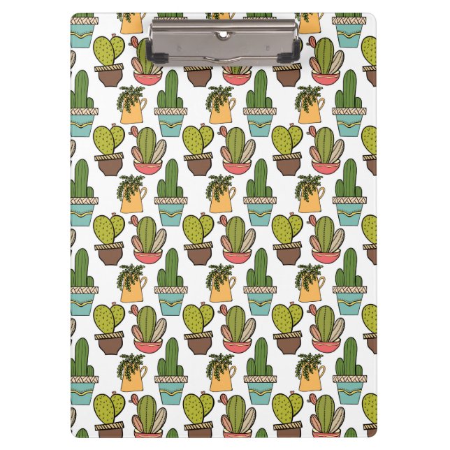Innenkaktus u. Succulents im Topf-Muster Klemmbrett (Vorderseite)