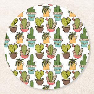 Innenkaktus u. Succulents im Topf-Muster Runder Pappuntersetzer