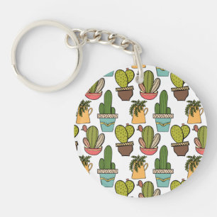 Innenkaktus u. Succulents im Topf-Muster Schlüsselanhänger