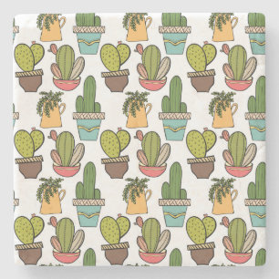 Innenkaktus u. Succulents im Topf-Muster Steinuntersetzer