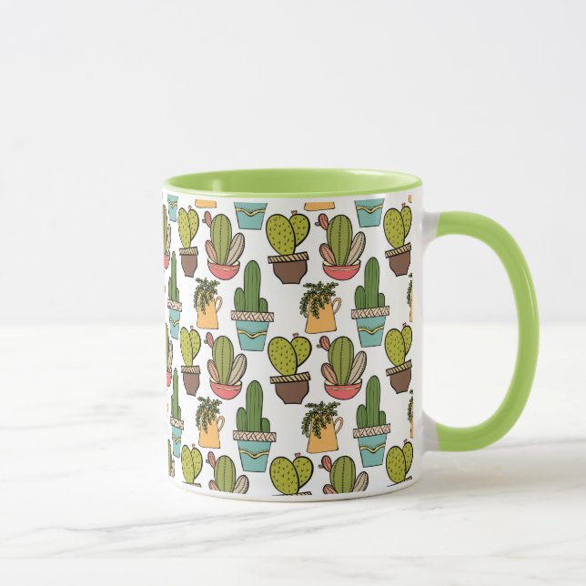 Innenkaktus u. Succulents im Topf-Muster Tasse (Rechts)