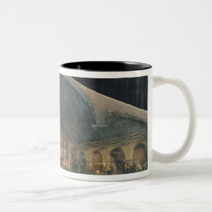 Innenraum der Schmiede bei Fourchambault Zweifarbige Tasse