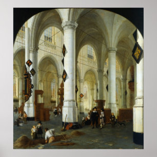 Innenraum des Oude Kerk in Delft Poster