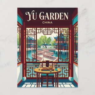 Innenraum des Teehauses Huxinting im Yu-Garten Chi Postkarte
