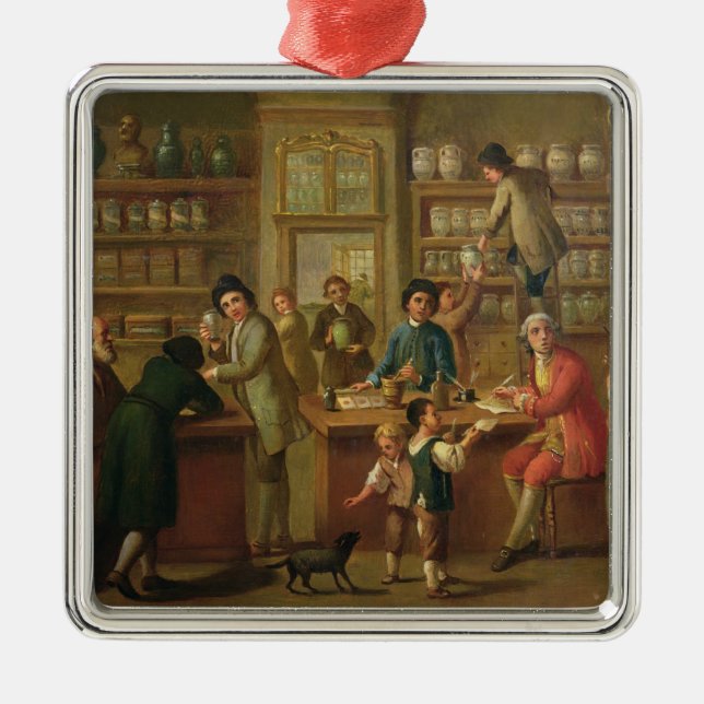 Innenraum einer Apotheke Ornament Aus Metall (Vorne)