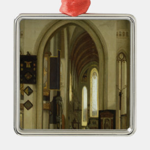 Innenraum einer Kirche mit Zahlen, 1685 Silbernes Ornament
