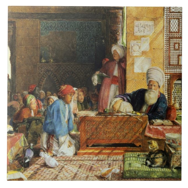 Innenraum einer Schule, Kairo, 1890 (w/c) (sehen Fliese (Vorderseite)