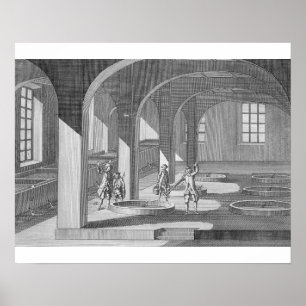 Innenraum einer Seifenfabrik, Illustration für ein Poster