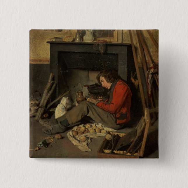 Innenraum eines Studios, 1845 (Öl auf Leinwand) Button (Vorderseite)