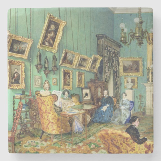 Innenraum eines Wohnzimmers, 1847 Steinuntersetzer (Vorderseite)