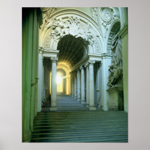 Innenraum mit Blick auf die Treppe Poster