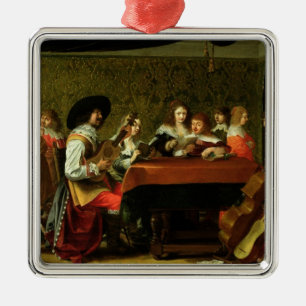 Innenraum mit Musikern und Sängern Ornament Aus Metall