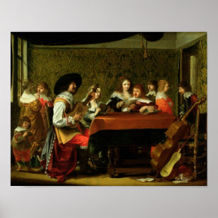 Innenraum mit Musikern und Sängern Poster