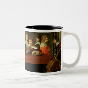 Innenraum mit Musikern und Sängern Zweifarbige Tasse