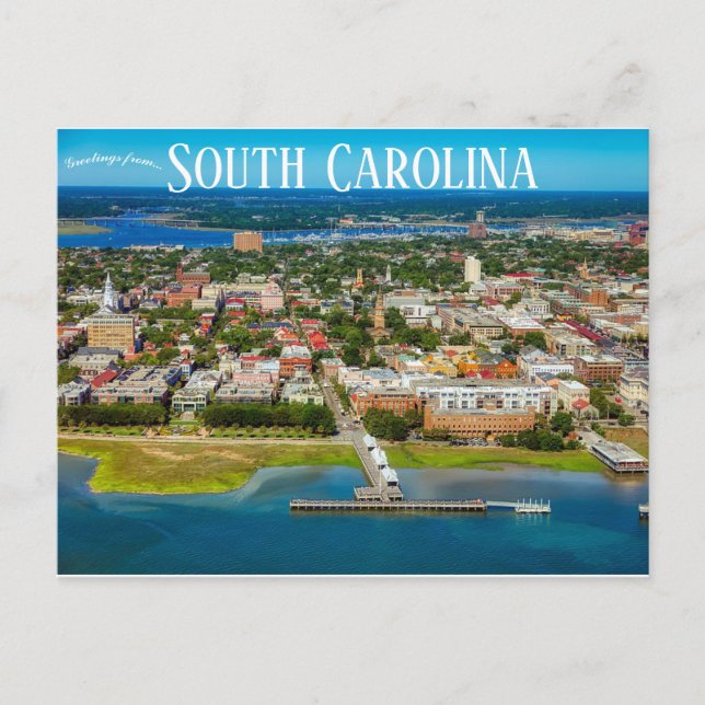 Innenstadt und Pier von Charleston South Carolina Postkarte (Vorderseite)