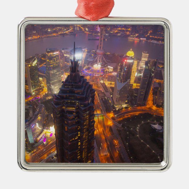 Innenstadt von Shanghai Ornament Aus Metall (Vorne)