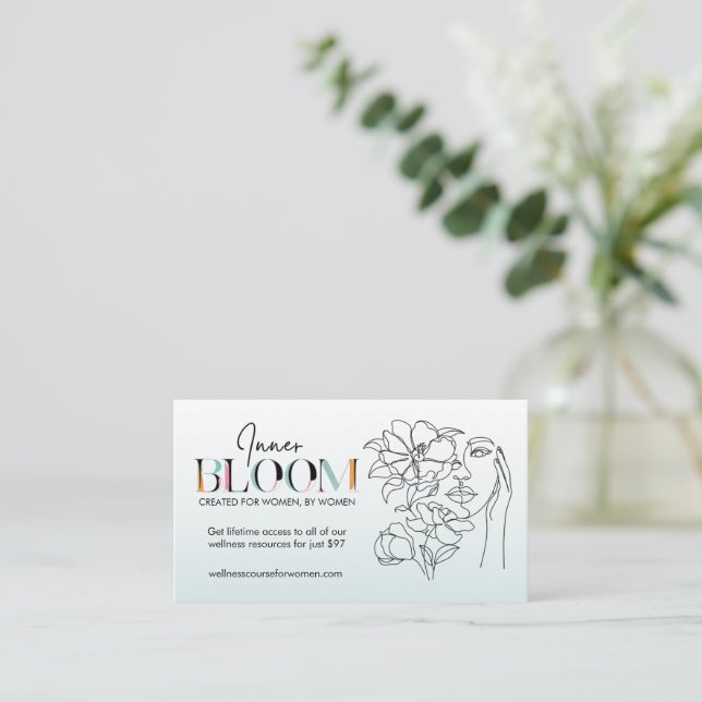 Inner Bloom Women's Wellness Course Business Card Visitenkarte (Stehend Vorderseite)
