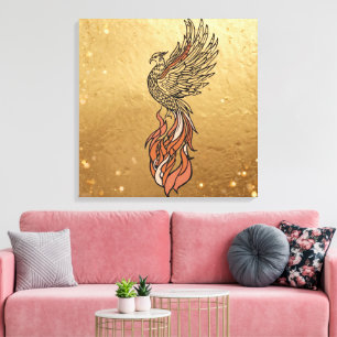 Inner Fire Phoenix Boho Wandkunst   Phoenix Rising Leinwanddruck
