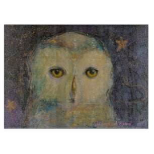Inner Knowledge Owl Whimsical Maureen Girard Purpl Schneidebrett