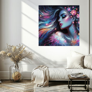 Inner Peace Frau Gesicht Poster mit lebendigen Far