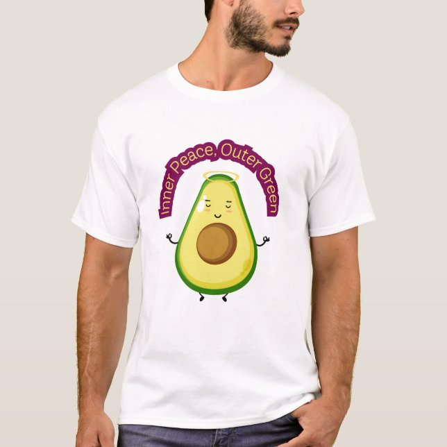"Inner Peace Outer Green - Niedliche Avocado Medit T-Shirt (Vorderseite)