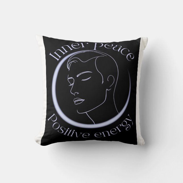 Inner Peace Positive Energy – Minimalist Neon Line Kissen (Vorderseite)