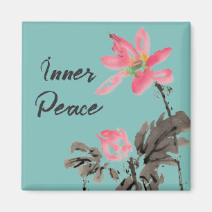 Inner Peace Positives Zitat Wasserfarbenlotus Magnet