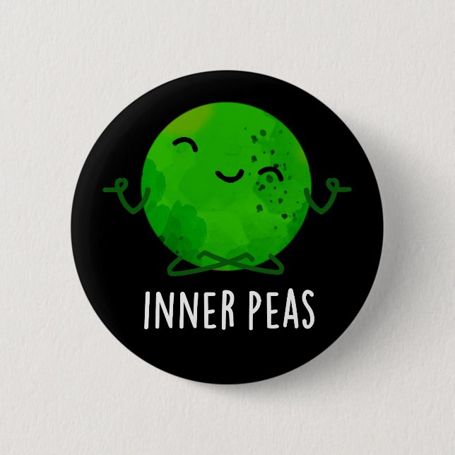 Inner Peas Funny Meditation Pea Pun Dark BG Button (Vorderseite)
