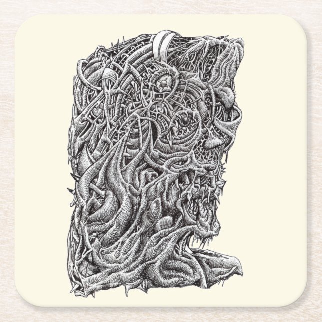 Innerbastman, Tinte zeichnend Rechteckiger Pappuntersetzer (Vorderseite)