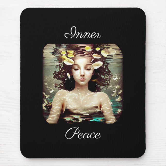Innere Friedensfrau unter Wasser, | AI Artwork Mousepad (Vorne)