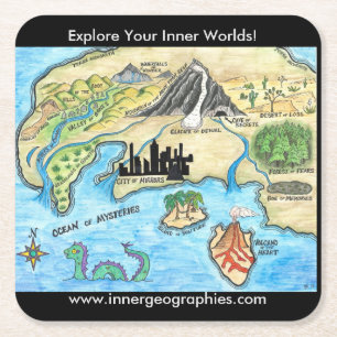 Innere Geografie-Karten-Untersetzer Rechteckiger Pappuntersetzer