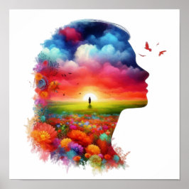 Innere Ruhe: Lebendige Sonnenuntergangs- und Wildb Poster