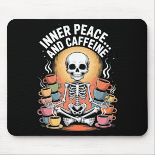 Innere Ruhe und Koffein Skelett Yoga Design _3 Mousepad
