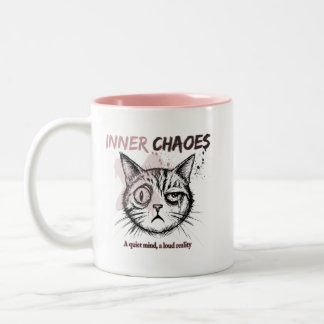Inneres Chaos - Künstlerische Katzenillustration K Zweifarbige Tasse