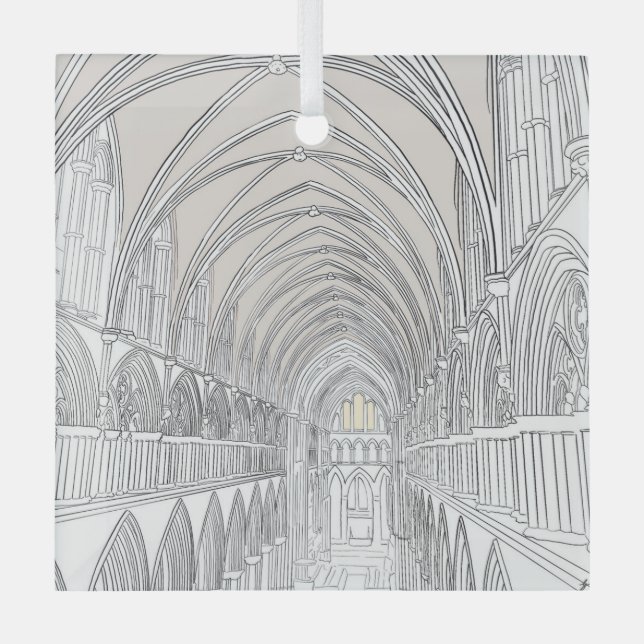 Inneres der Kathedrale von Salisbury | Zeichnend L Ornament Aus Glas (Vorderseite)