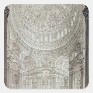 Inneres der St. Paul's Cathedral, 1817 Quadratischer Aufkleber