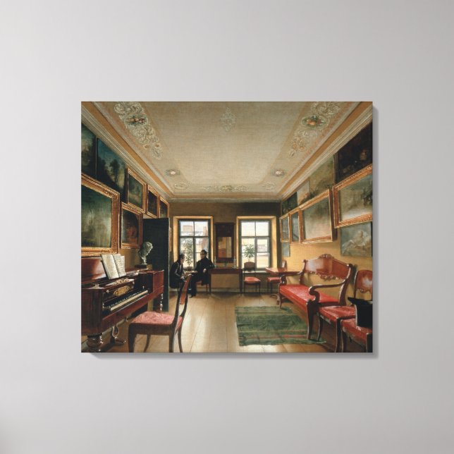 Inneres eines Manor House, 1830er Leinwanddruck (Vorderseite)