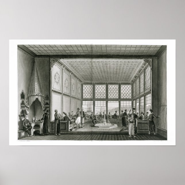 Inneres eines öffentlichen Cafés in Konstantinopel Poster (Vorne)