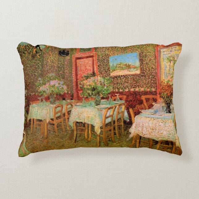 Inneres eines Restaurants von Vincent van Gogh Dekokissen (Vorderseite)