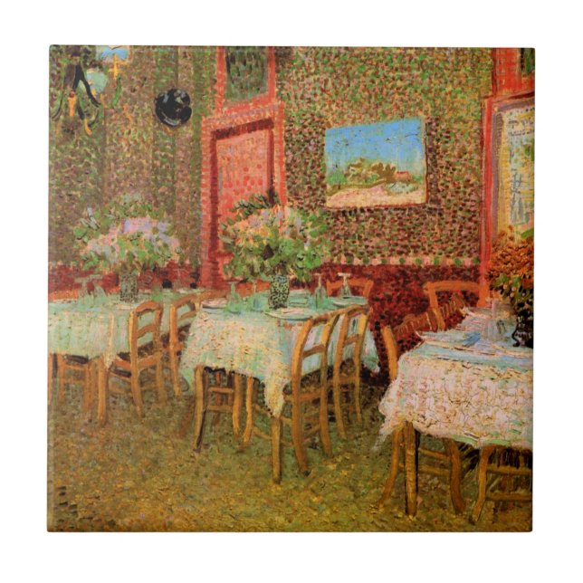 Inneres eines Restaurants von Vincent van Gogh Fliese (Vorderseite)