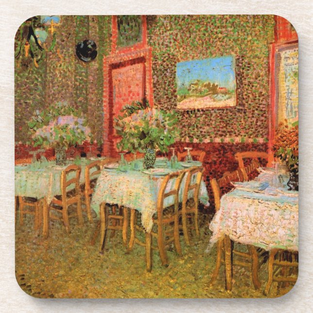Inneres eines Restaurants von Vincent van Gogh Untersetzer (Vorderseite)