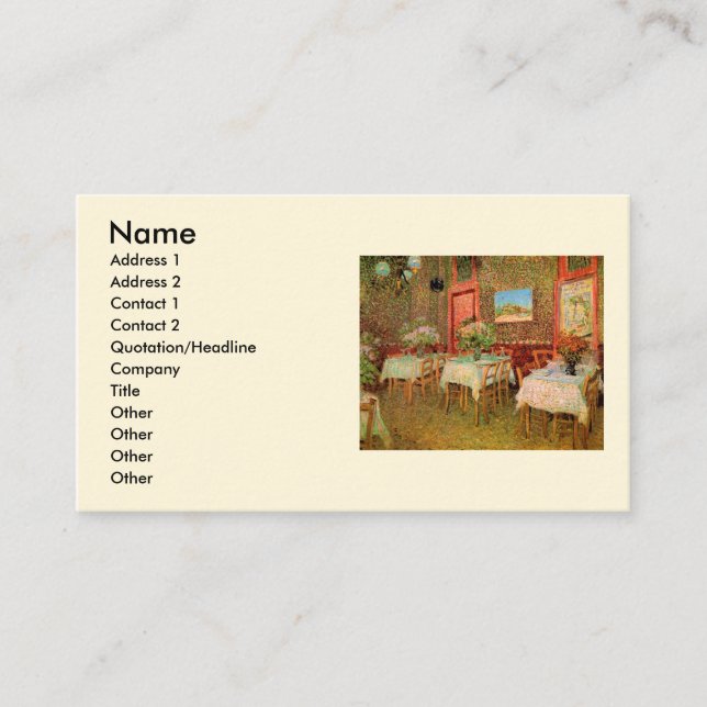Inneres eines Restaurants von Vincent van Gogh Visitenkarte (Vorderseite)