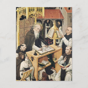 Inneres eines Scriptoriums, Schule von Segovia Postkarte