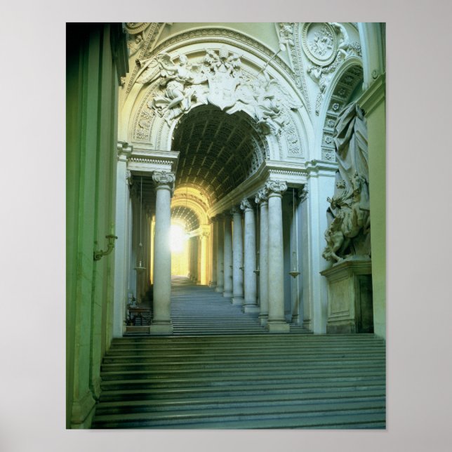 Inneres mit Blick auf die Treppe Poster (Vorne)