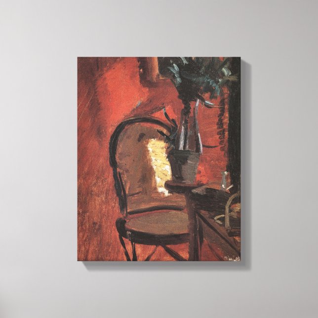 Inneres mit Vorsitz und Pflanze von Anna Ancher Leinwanddruck (Vorderseite)