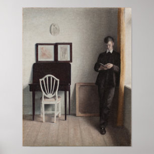 Inneres mit Young Man Reading Poster