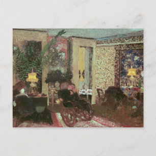 Inneres oder, Der Salon mit drei Lampen, 1899 Postkarte