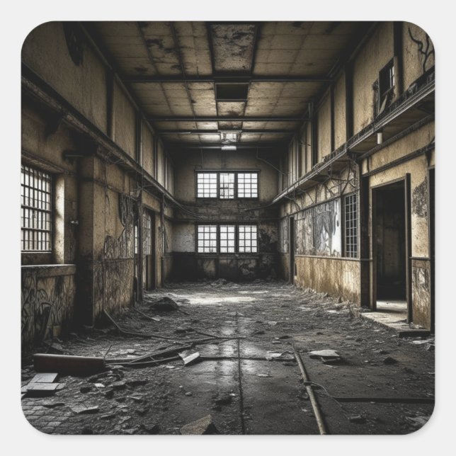 Innerhalb einer Station, die verlassen wurde Quadratischer Aufkleber (Vorderseite)